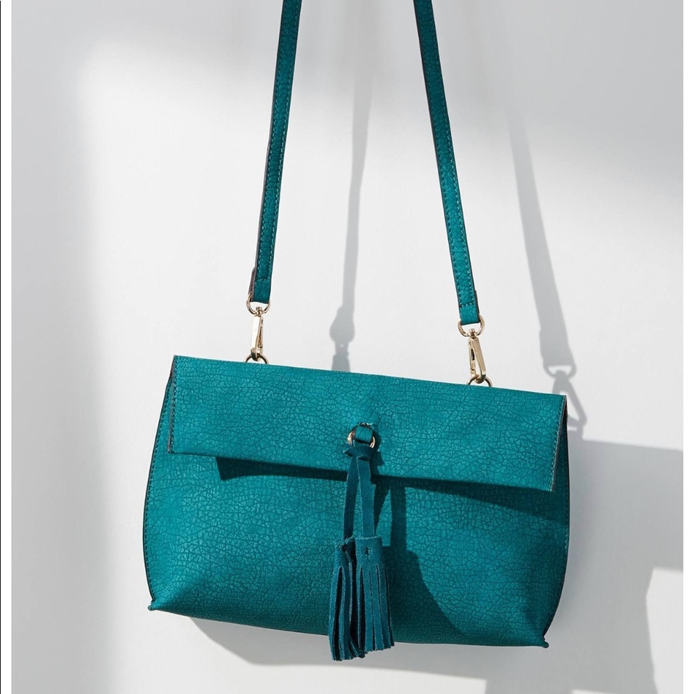 Turquoise anthropologie cross body purse